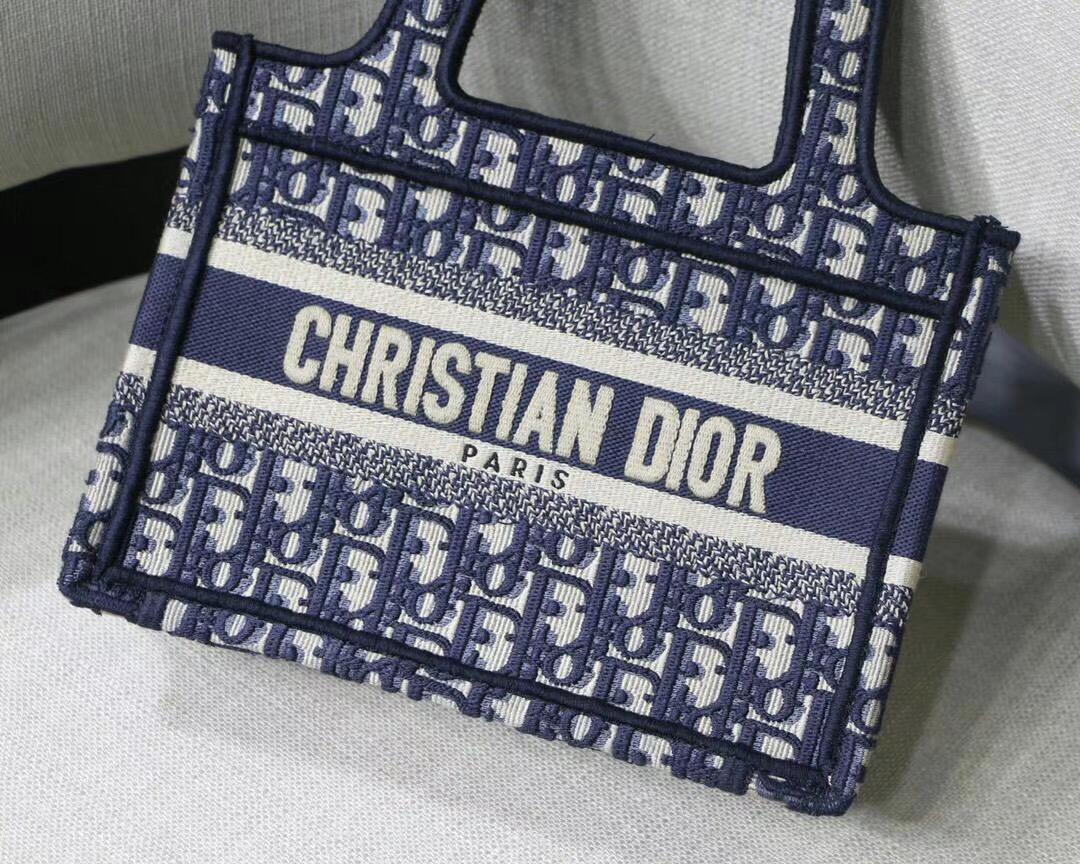 Christian Dior Mini Book Tote Bag Dark Blue - AlimorLuxury