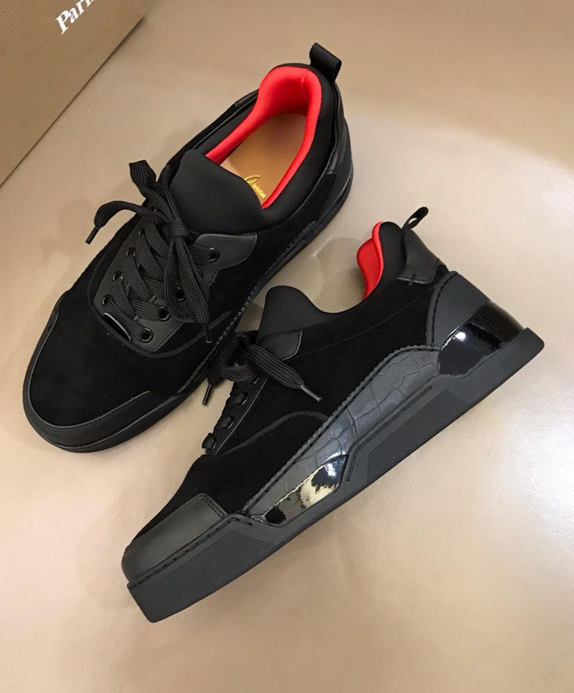 Christian Louboutin Men’s Aurelien Flat Squale Shoes Black - Replica ...