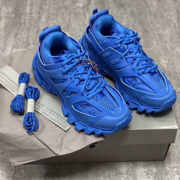 balenciaga triple s clear sole sneakers in navy blue