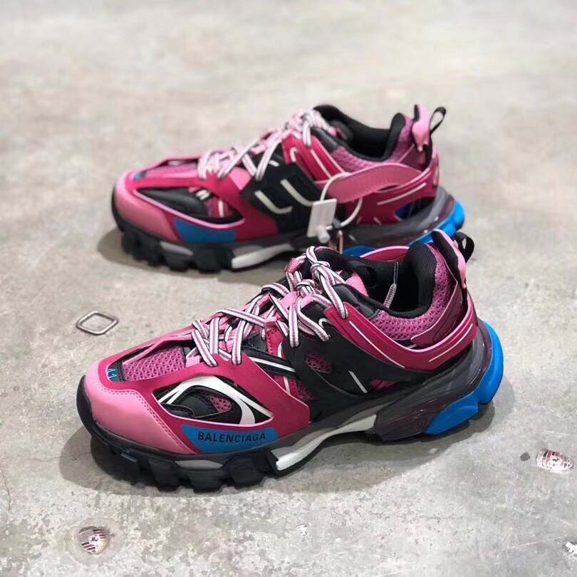 Balenciaga Pink Mesh and Nylon Track Trainers in Blue/ Black - Replica ...