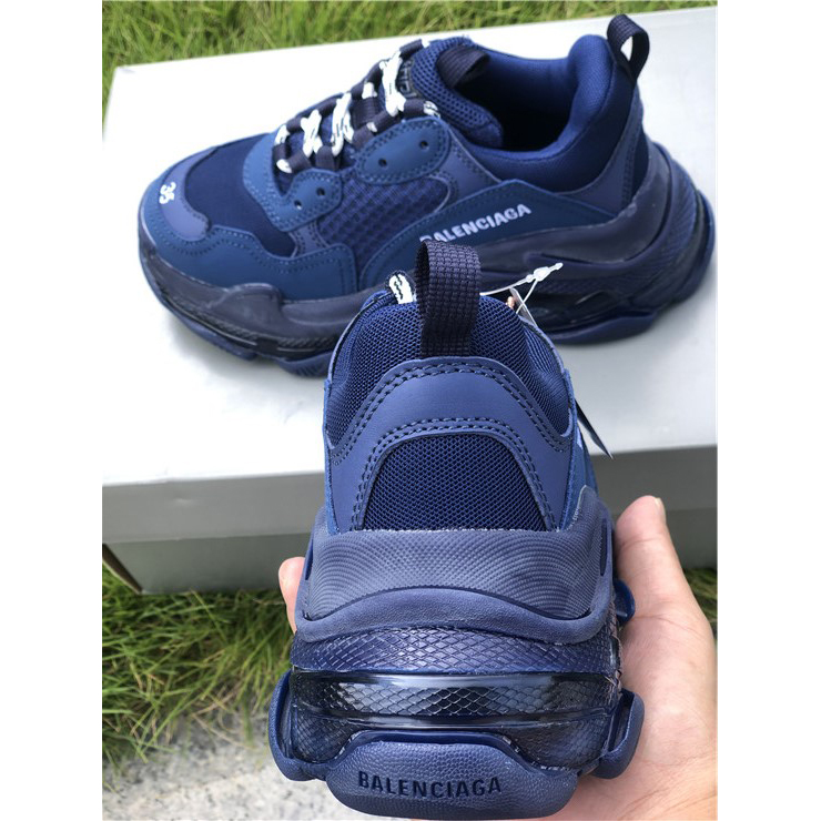Balenciaga Triple S Clear Sole Sneakers in Navy Blue - AlimorLuxury