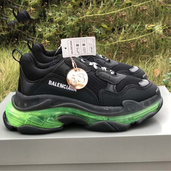 Balenciaga Triple S Clear Sole Sneaker in Black/Green - AlimorLuxury