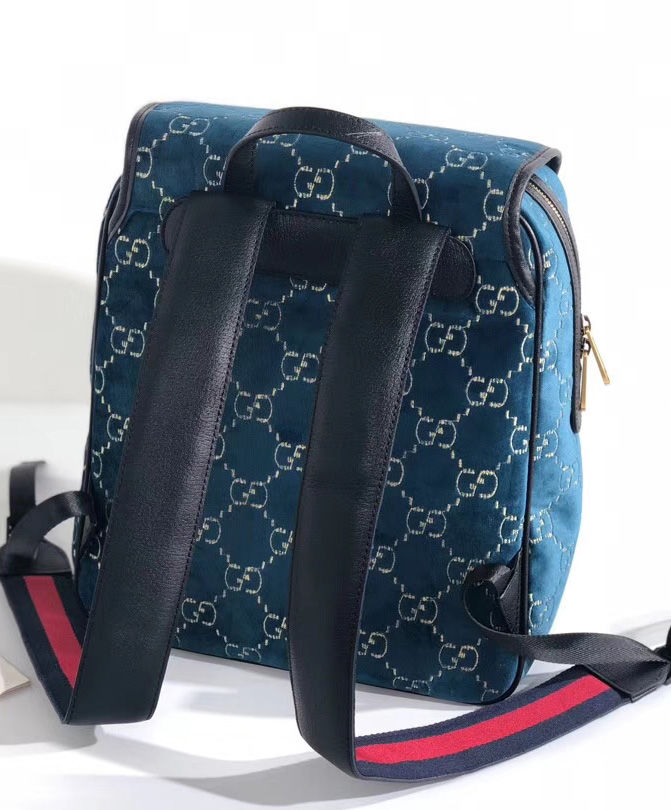 Gucci Small GG velvet backpack Dark Blue AlimorLuxury