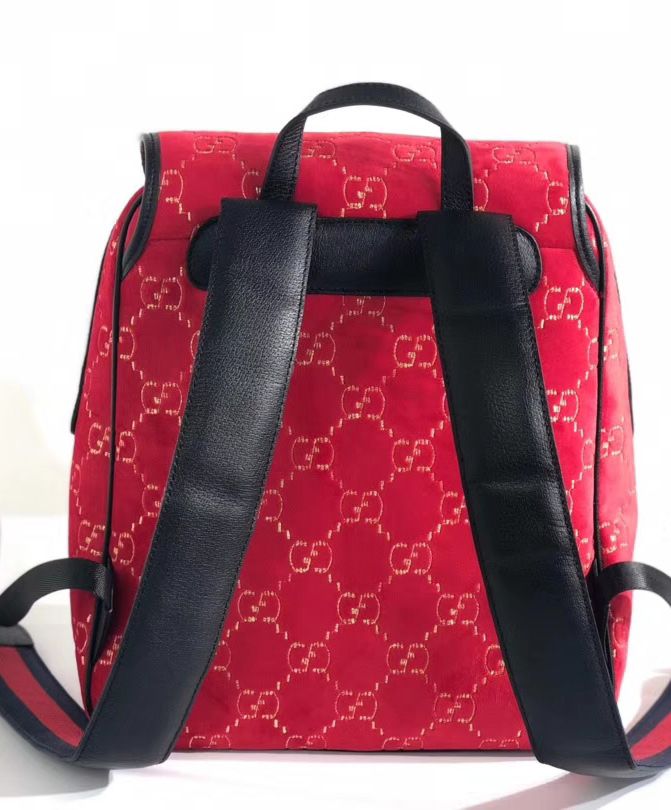 Gucci Small GG velvet backpack Dark Red AlimorLuxury