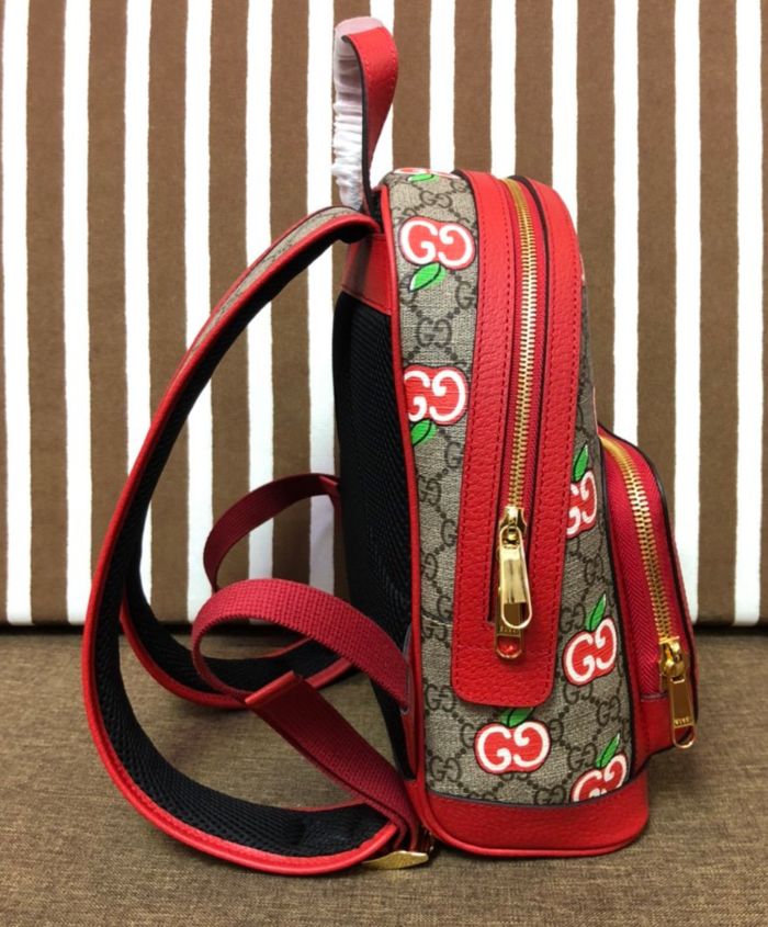 Gucci Small backpack with GG Apple print Red - Image 3