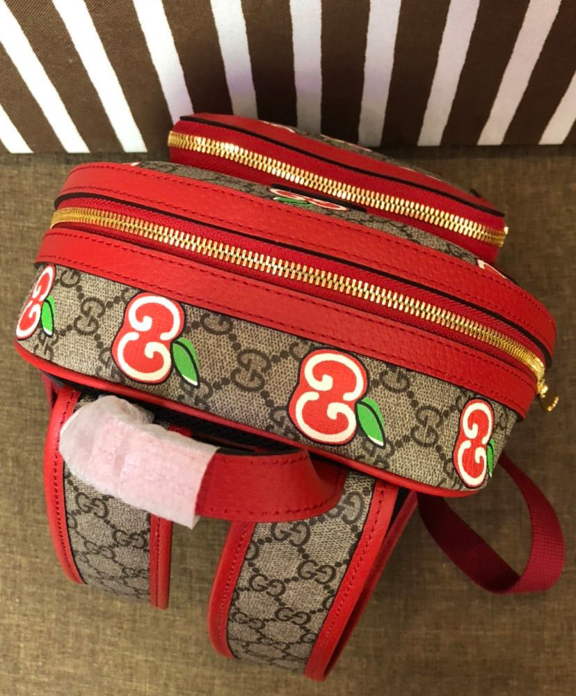 Gucci Small backpack with GG Apple print Red - Image 7