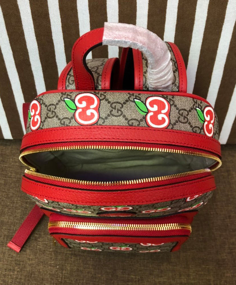 Gucci Small backpack with GG Apple print Red - Image 8