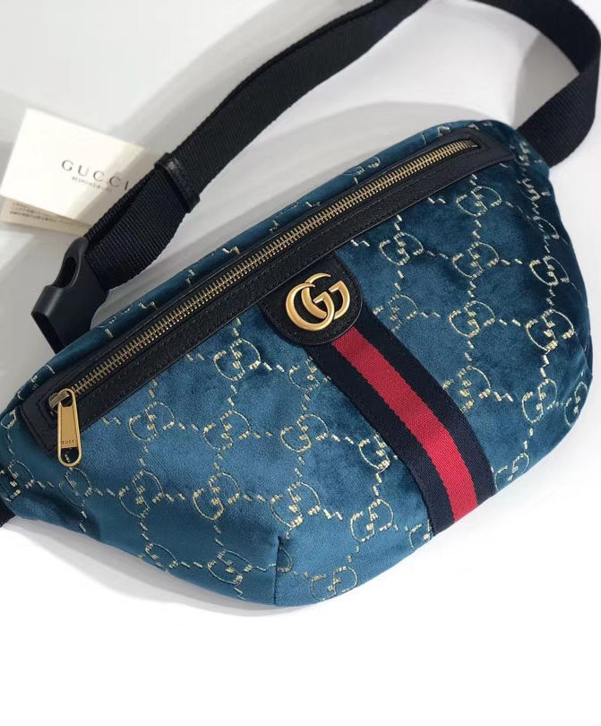 Gucci GG velvet belt bag Dark Blue - AlimorLuxury