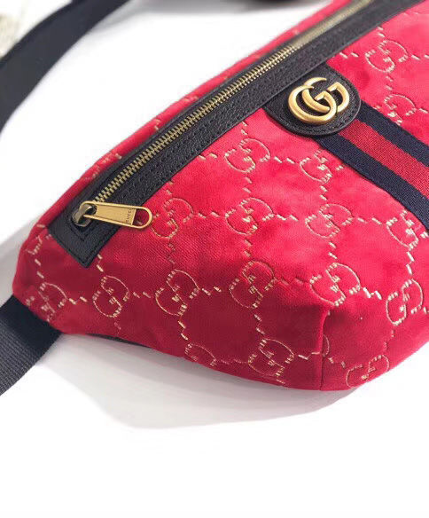 Gucci GG velvet belt bag Dark Red - Image 3