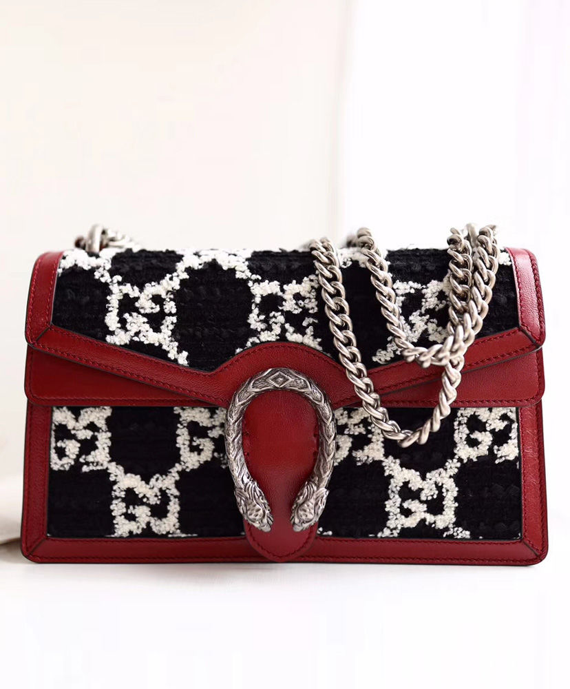 Gucci Dionysus GG Tweed Small Shoulder Bag Black