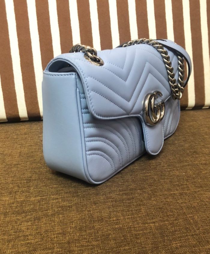 Gucci GG Marmont Small Shoulder Bag Blue - AlimorLuxury