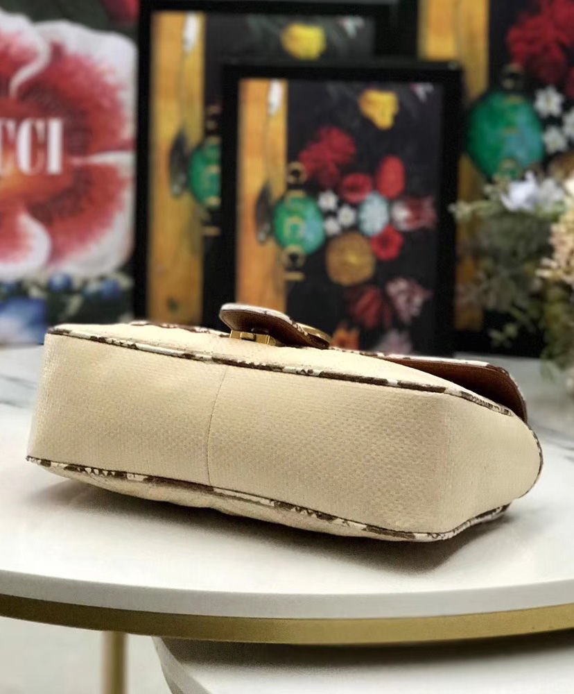 Gucci Online Exclusive GG Marmont raffia small shoulder bag Coffee - Image 7