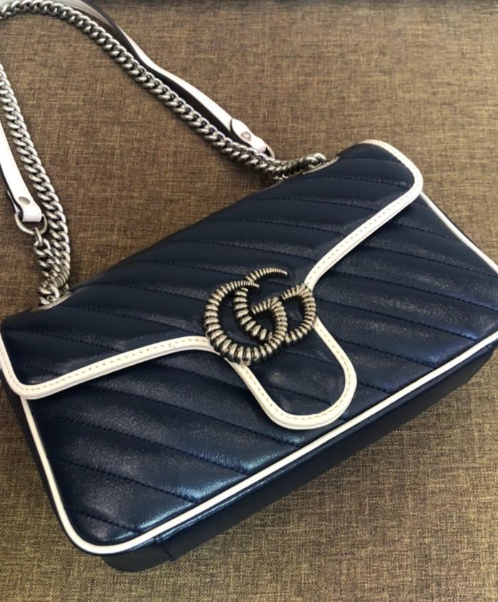 Gucci GG Marmont Small Shoulder Bag Blue - Image 5