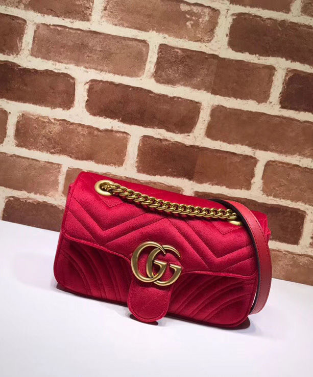 Gucci GG Marmont velvet mini bag Dark Red - Replica Bags and Shoes ...