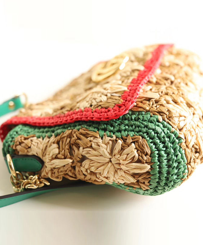 Gucci GG Marmont raffia small shoulder bag Green - Image 7