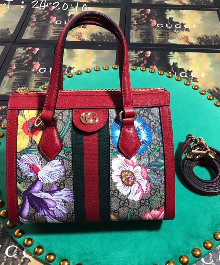 gucci ophidia gg flora mini bag in red