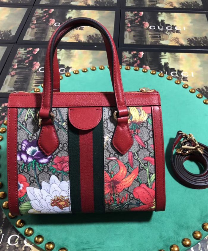 gucci ophidia gg flora mini bag in red