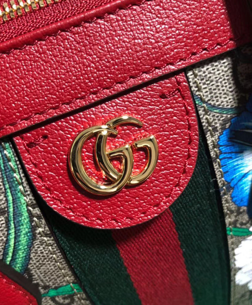 gucci ophidia gg flora mini bag in red