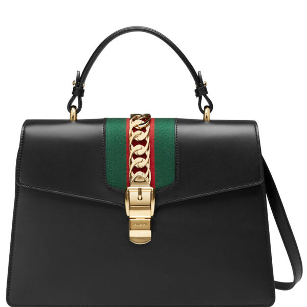 Gucci Sylvie Leather Top Handle Bag Black