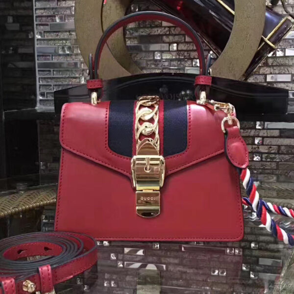 Gucci Sylvie Leather Mini Bag Red