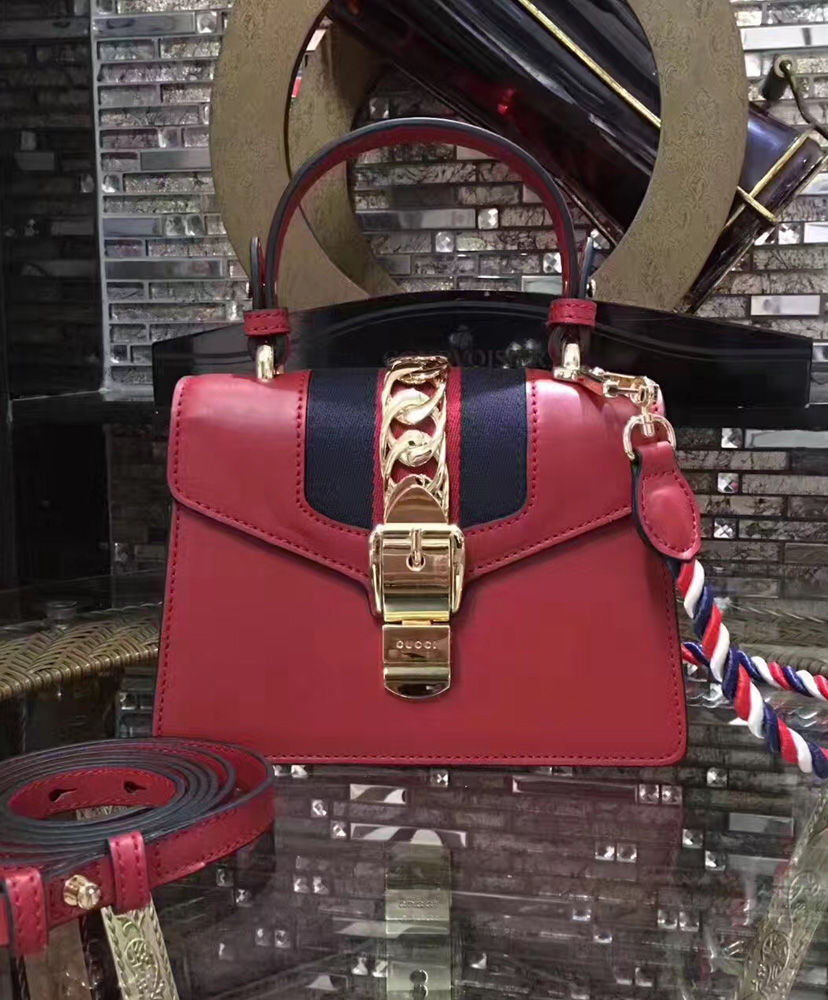 Gucci Sylvie Leather Mini Bag Red - Replica Bags and Shoes online Store ...