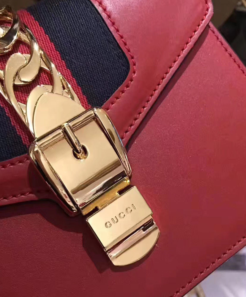 Gucci Sylvie Leather Mini Bag Red - Image 7