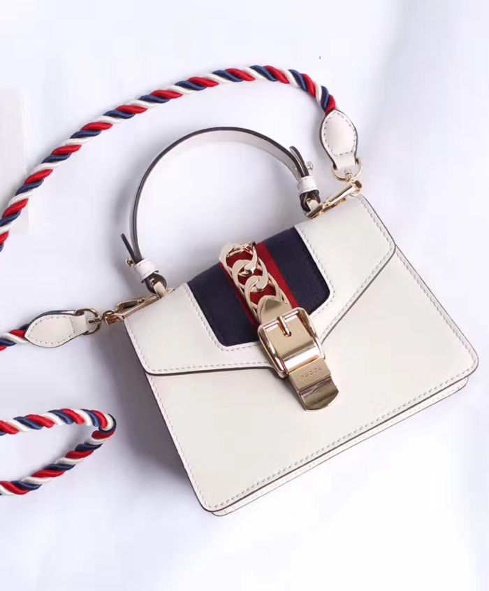 Gucci Sylvie Leather Mini Bag White
