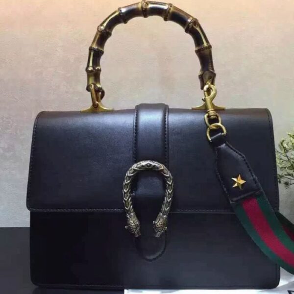 Gucci Women's Dionysus Leather Top Handle Bag Black