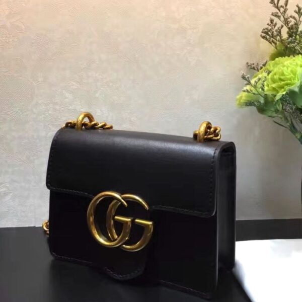 Gucci GG Marmont Calfskin Leather Shoulder Bag Black