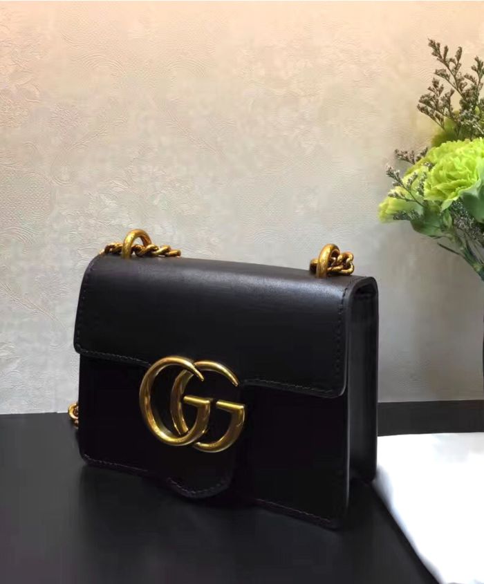 Gucci GG Marmont Calfskin Leather Shoulder Bag Black