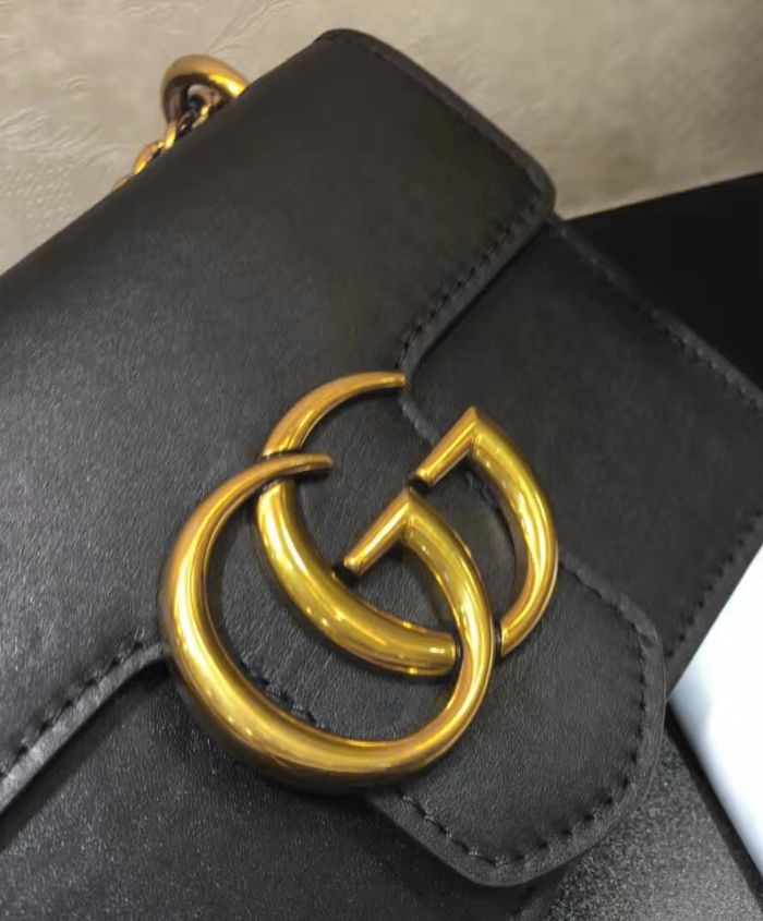 Gucci GG Marmont Calfskin Leather Shoulder Bag Black - Image 2