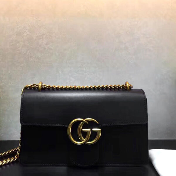Gucci GG Marmont Leather Shoulder Bag Black