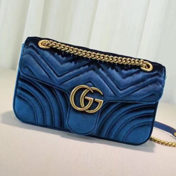 Gucci GG Marmont Velvet Shoulder Bag Blue
