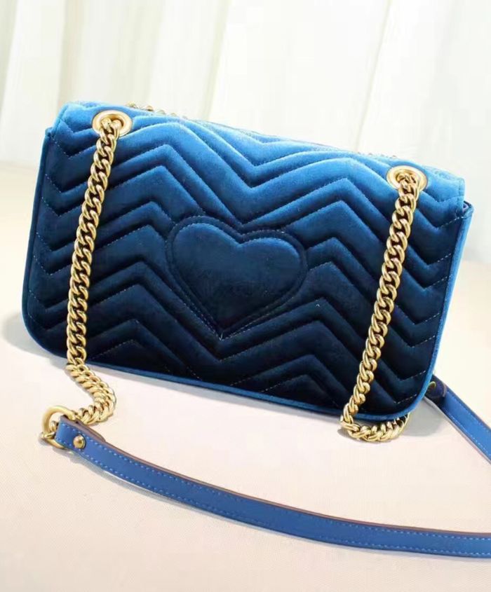 Gucci GG Marmont Velvet Shoulder Bag Blue - Image 7