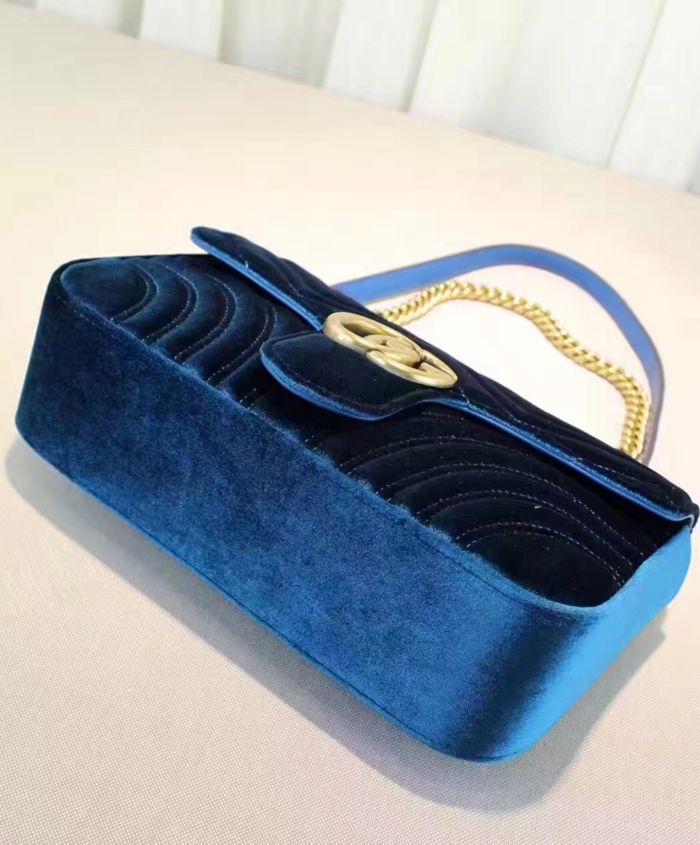 Gucci GG Marmont Velvet Shoulder Bag Blue - Image 2