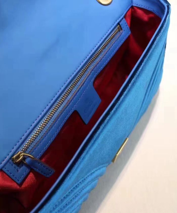 Gucci GG Marmont Velvet Shoulder Bag Blue - Image 4