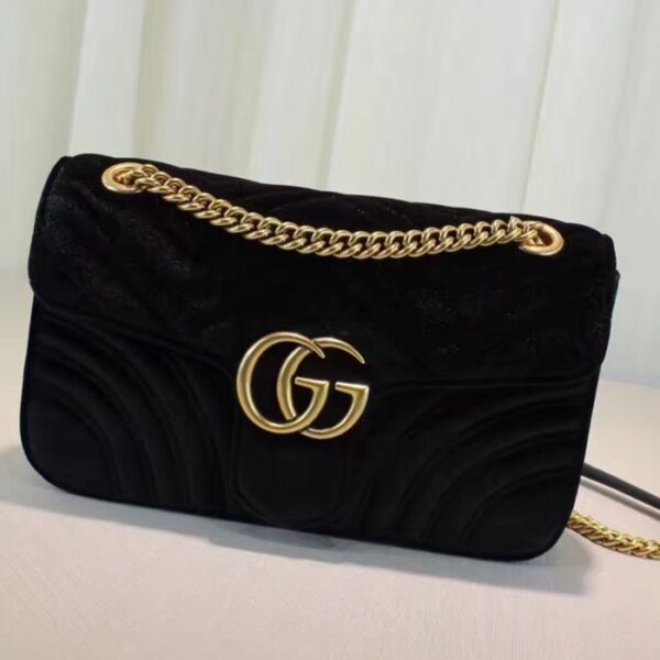 Gucci GG Marmont Velvet Shoulder Bag Black