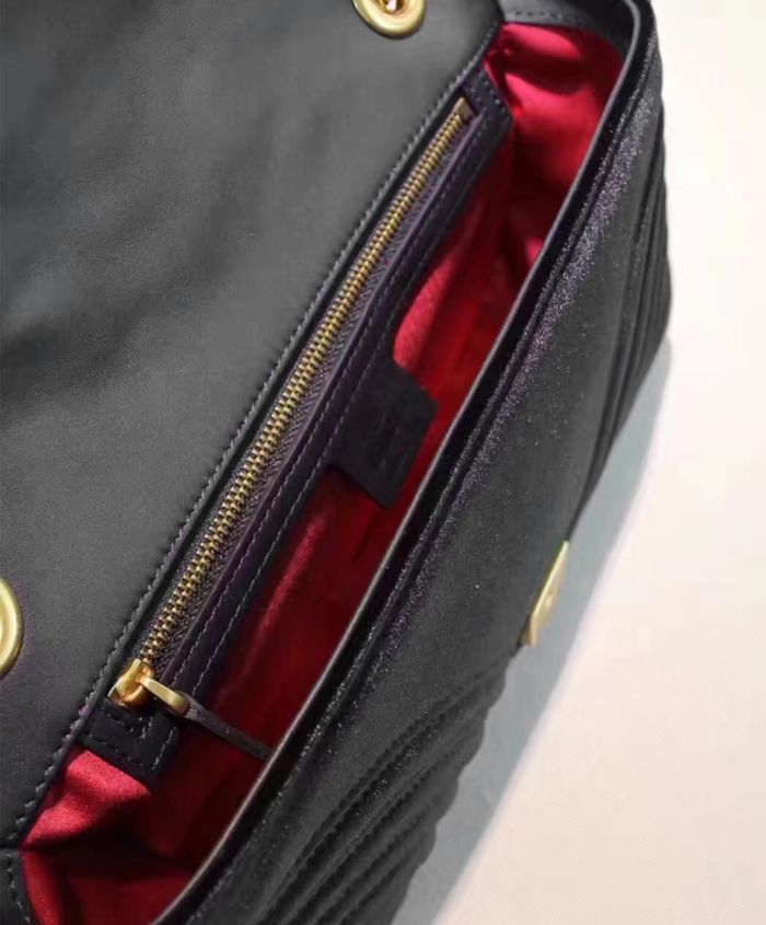 Gucci GG Marmont Velvet Shoulder Bag Black - AlimorLuxury