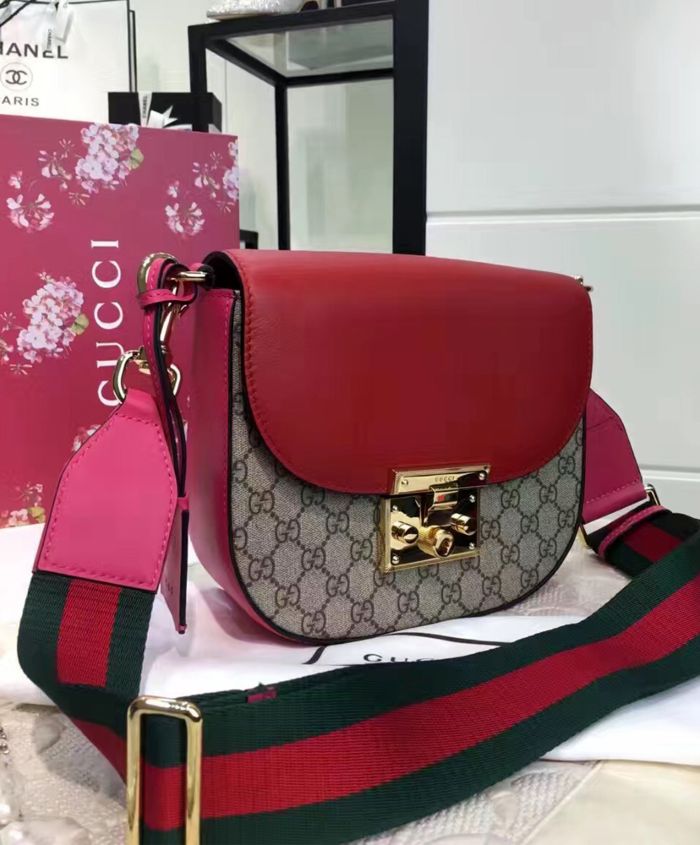 Gucci Padlock GG Supreme Shoulder Bag Red - Replica Bags and Shoes ...