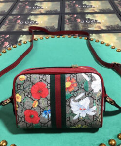 gucci ophidia gg flora mini bag in red