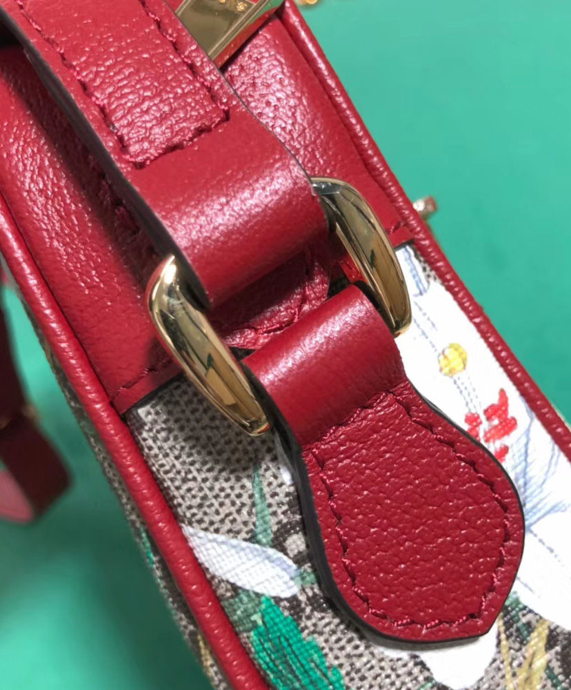 gucci ophidia gg flora mini bag in red