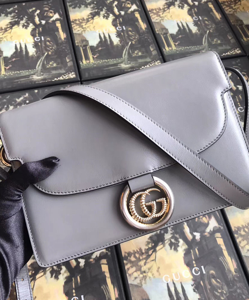 Gucci Small leather shoulder bag Gray Replica Bags and Shoes online