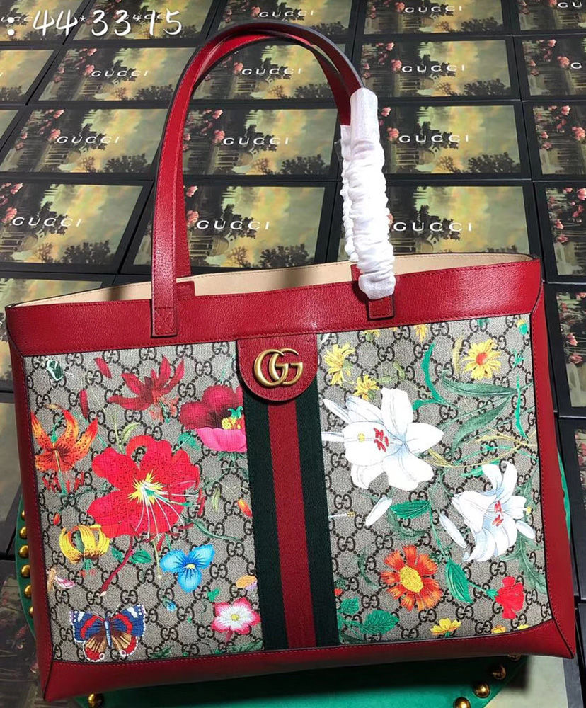 gucci ophidia gg flora mini bag in red