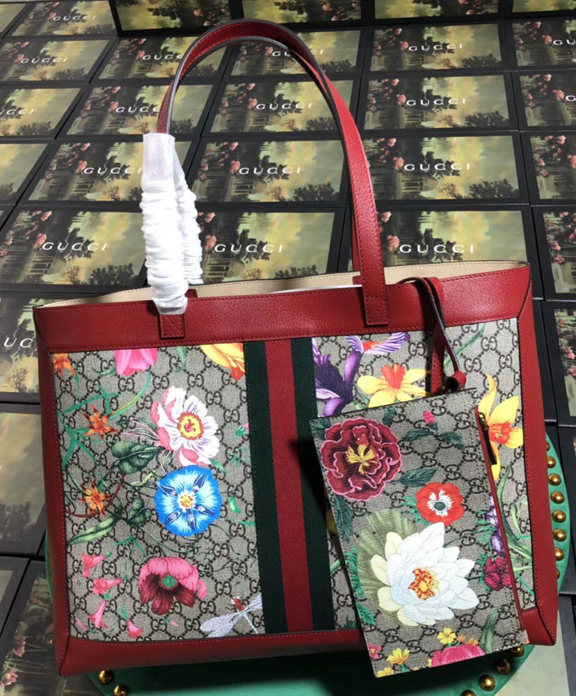 Gucci Ophidia GG Flora medium tote Red - Image 4