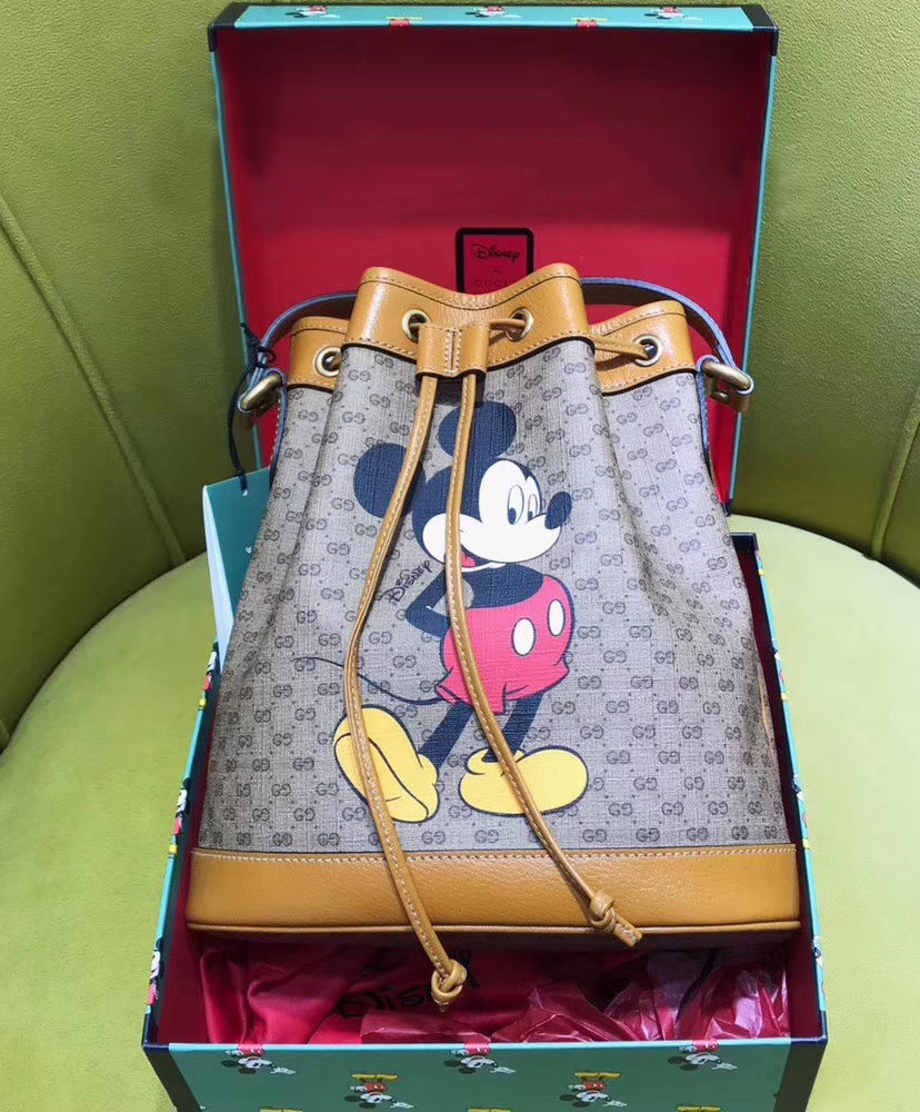 Disney x Gucci small bucket bag Light Coffee - AlimorLuxury