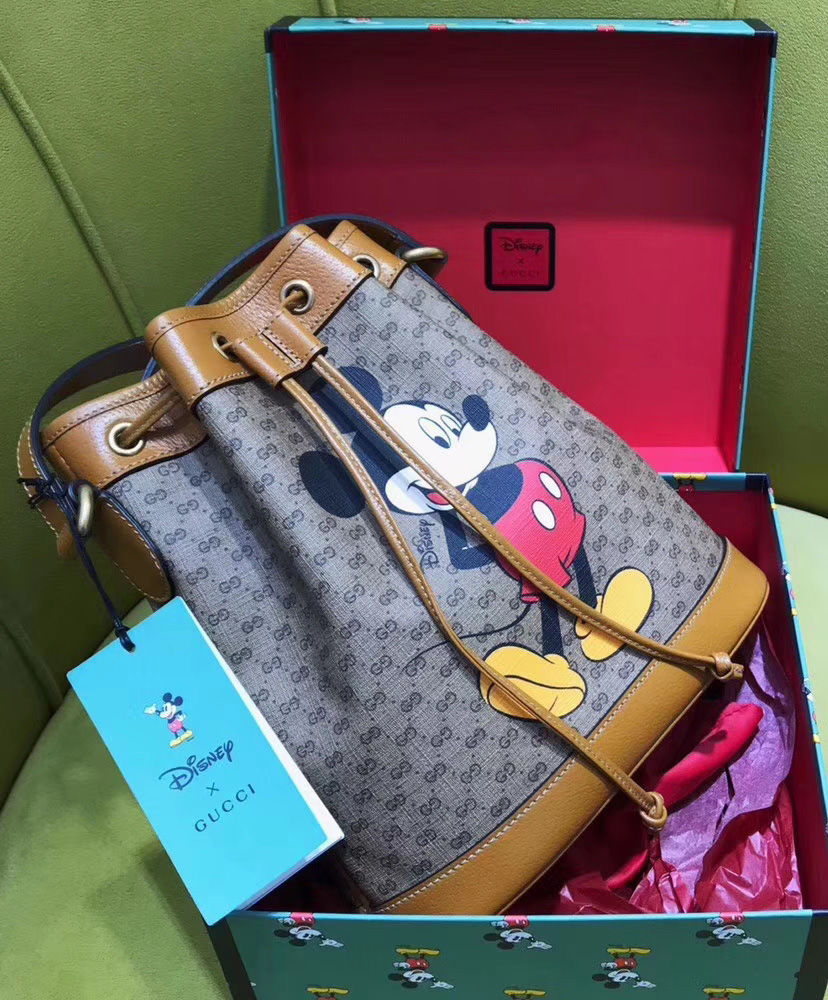 Disney x Gucci small bucket bag Light Coffee - AlimorLuxury