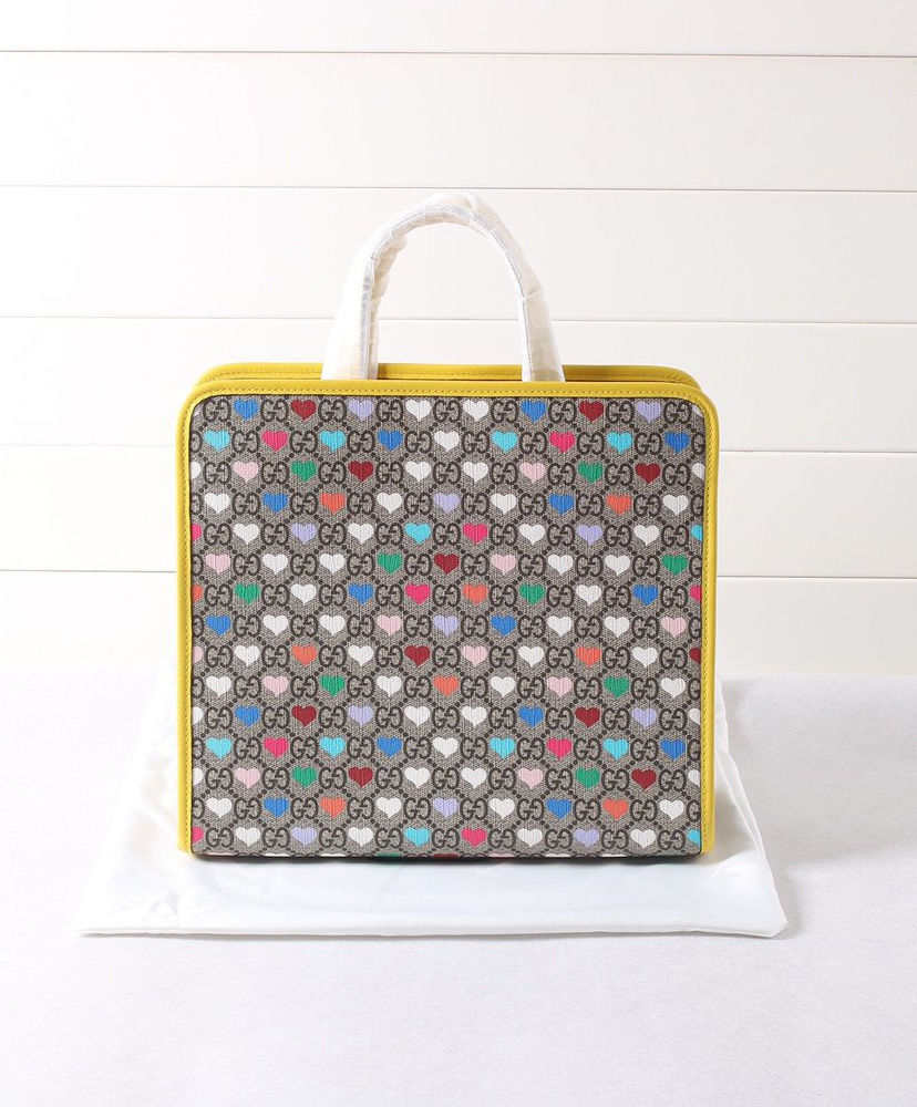 Gucci Children's GG hearts tote bag Yellow