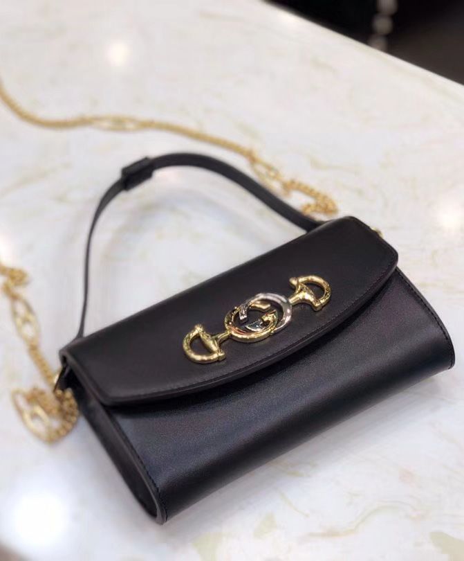 Gucci Zumi smooth leather mini shoulder bag Black - AlimorLuxury