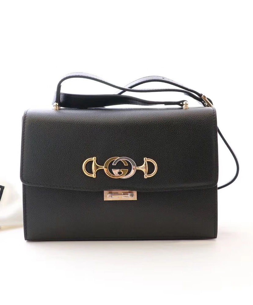 Gucci Zumi grainy leather small shoulder bag Black - Replica Bags and ...