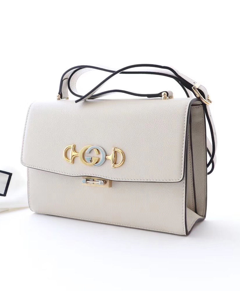Gucci Zumi grainy leather small shoulder bag Cream AlimorLuxury